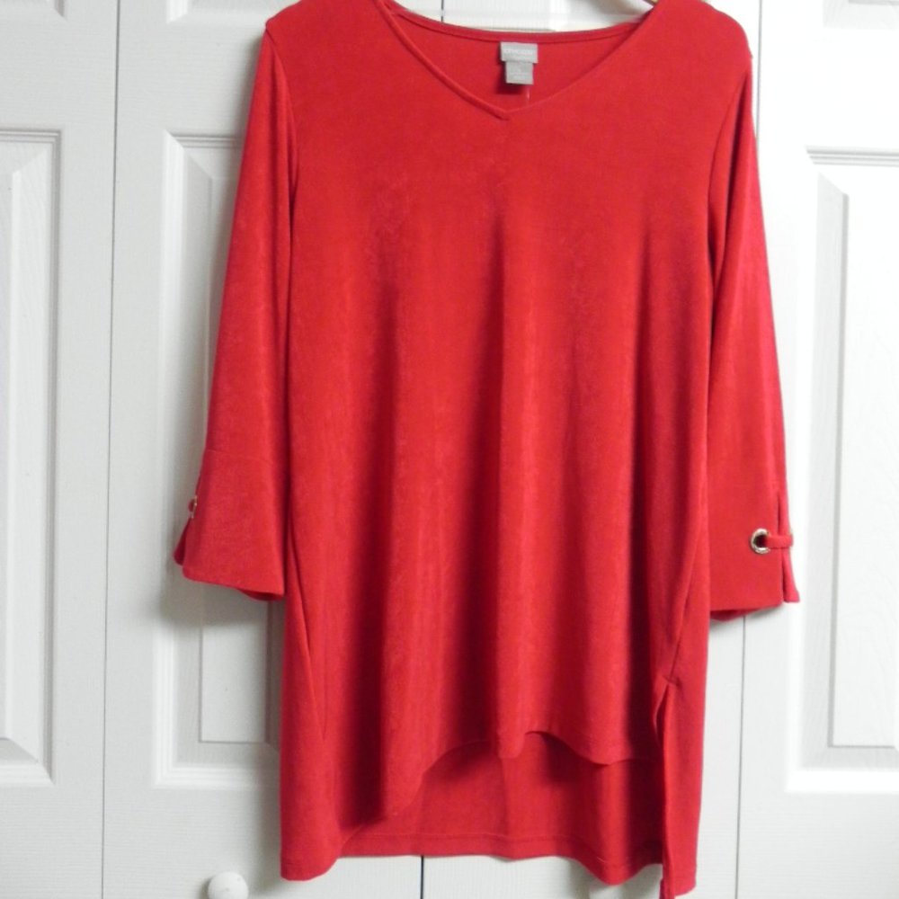 Chico's Traveler Tunic Size 2 (12-14) Long Sleeve